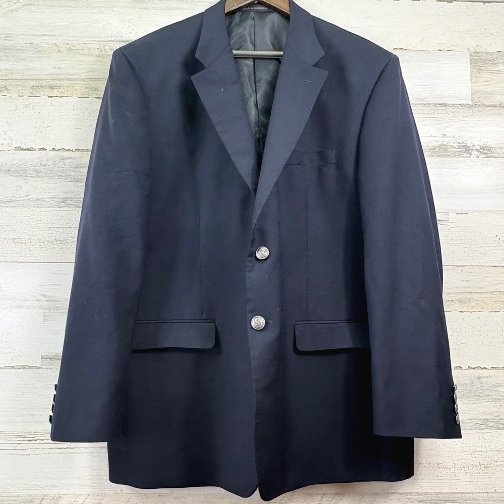 Michael Kors Blazer 48R Navy Blue Wool Crest Button Classic Old Money Ivy League